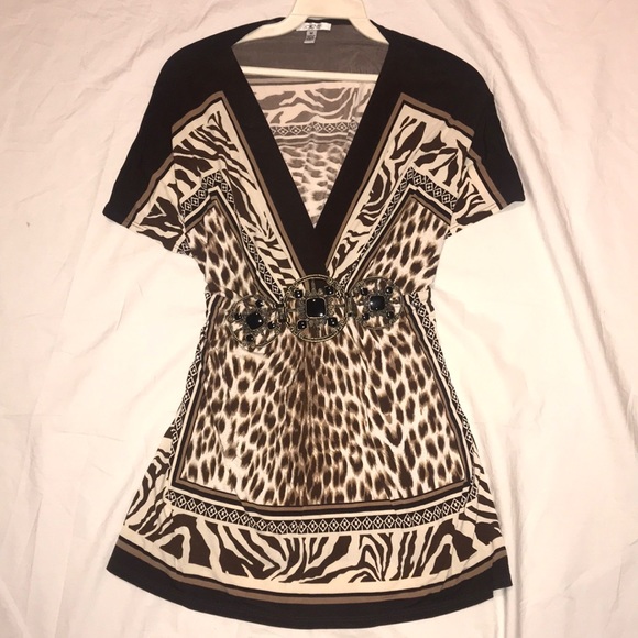 Cache print tunic hardware front w tie back - Picture 1 of 4